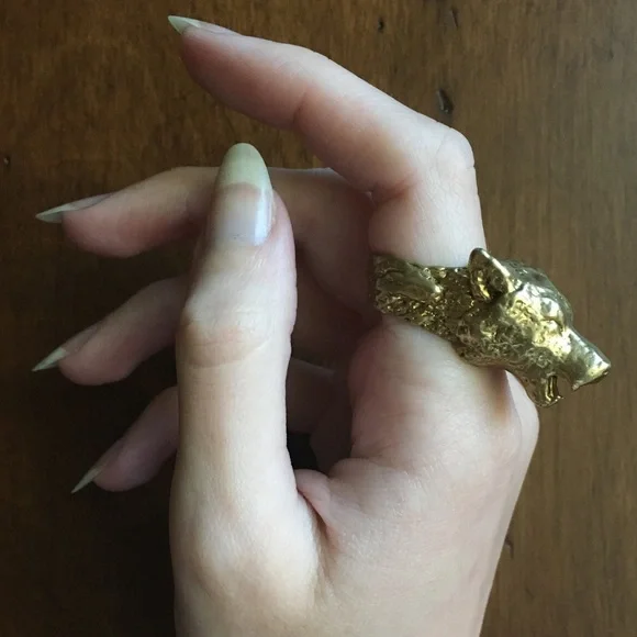 Wolf Head Ring, Solid Brass, Hand Crafted - Picture 2 of 7